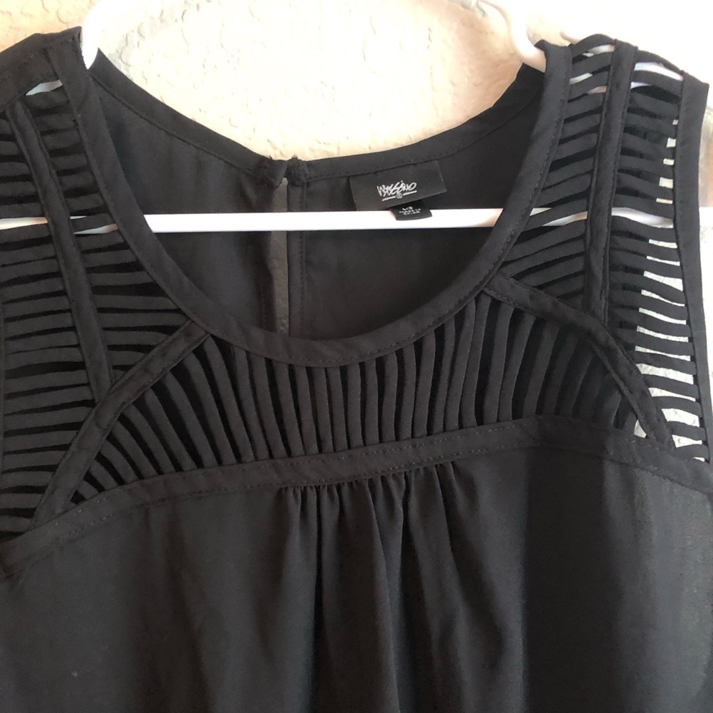 Black Sleeveless Shirt with cut out design